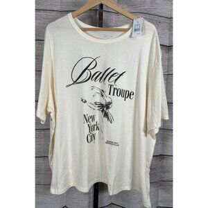 Zoe & Liv Women’s Graphic T-Shirt Beige Short Sleeve Casual Top Size 3X Plus